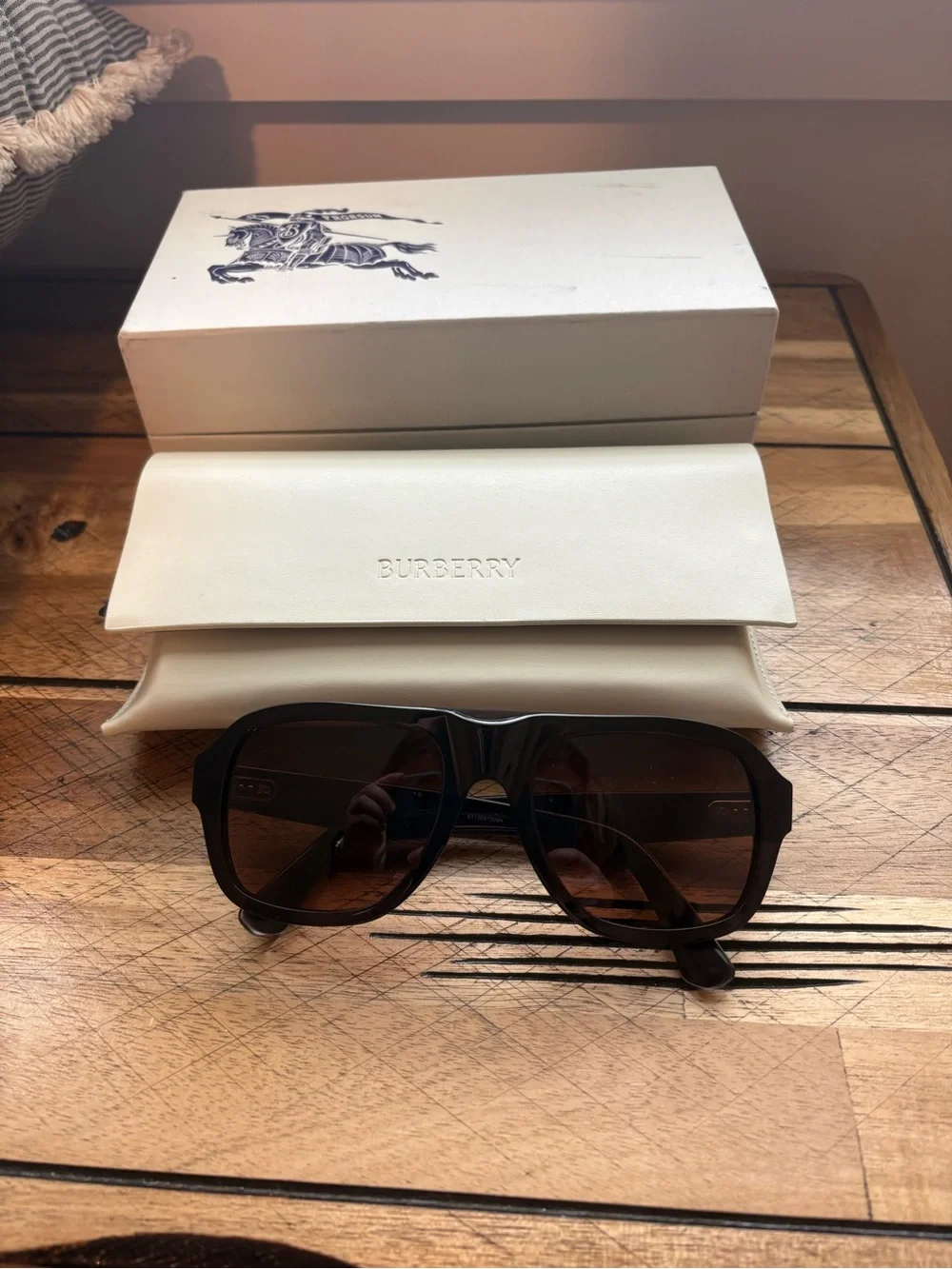 Burberry Black Frames with Brown Lenses Aviator Sunglasses